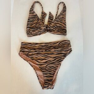 Aerie Bikini Set High Cut Cheeky Bikini Bottom Sz M & Padded Twist Bikini Top XL